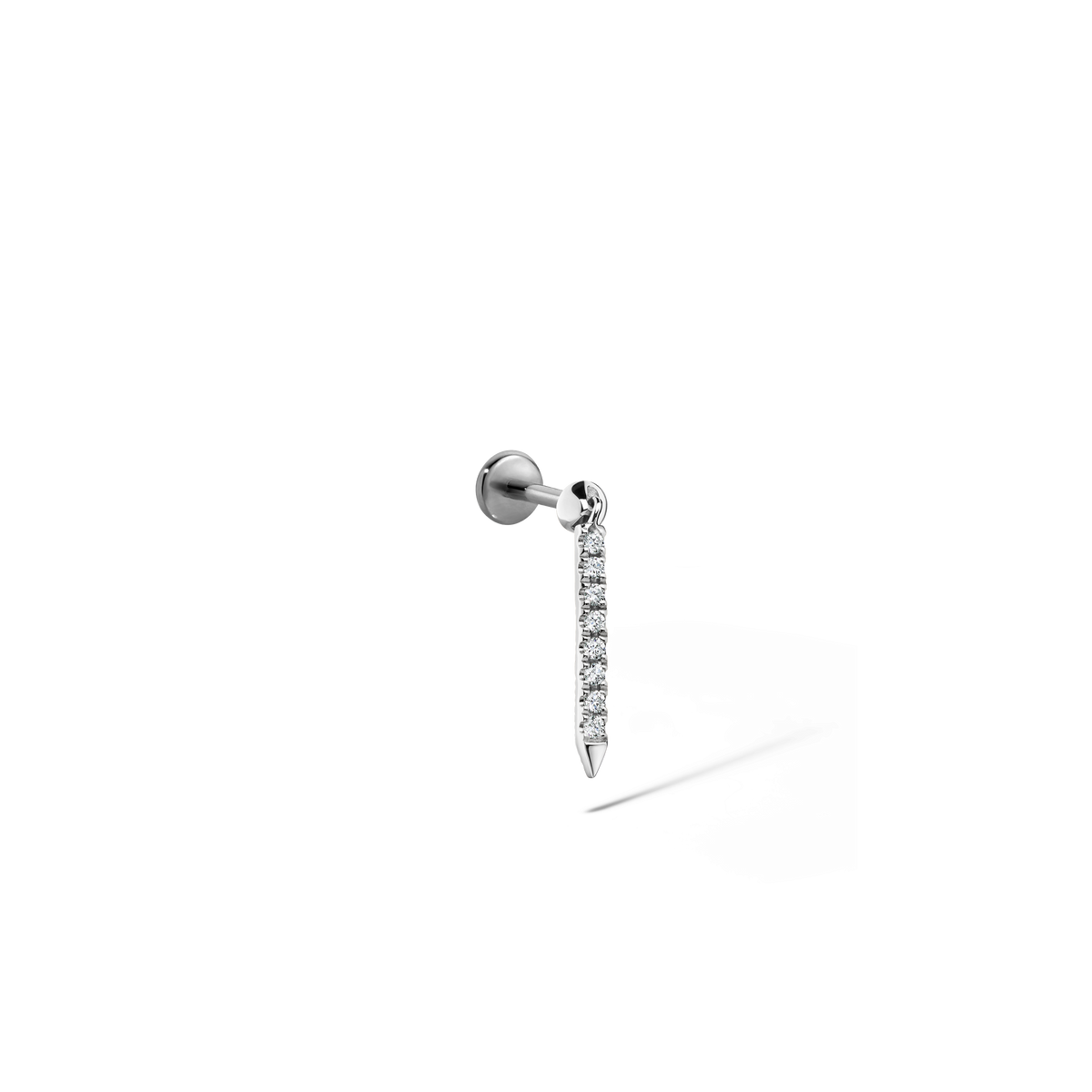 Diamond Eternity Bar Charm Threaded Stud Earring With Titanium Backing