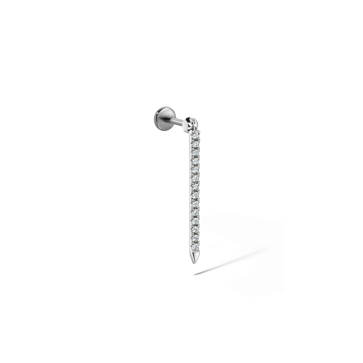 Diamond Eternity Bar Charm Threaded Stud Earring With Titanium Backing