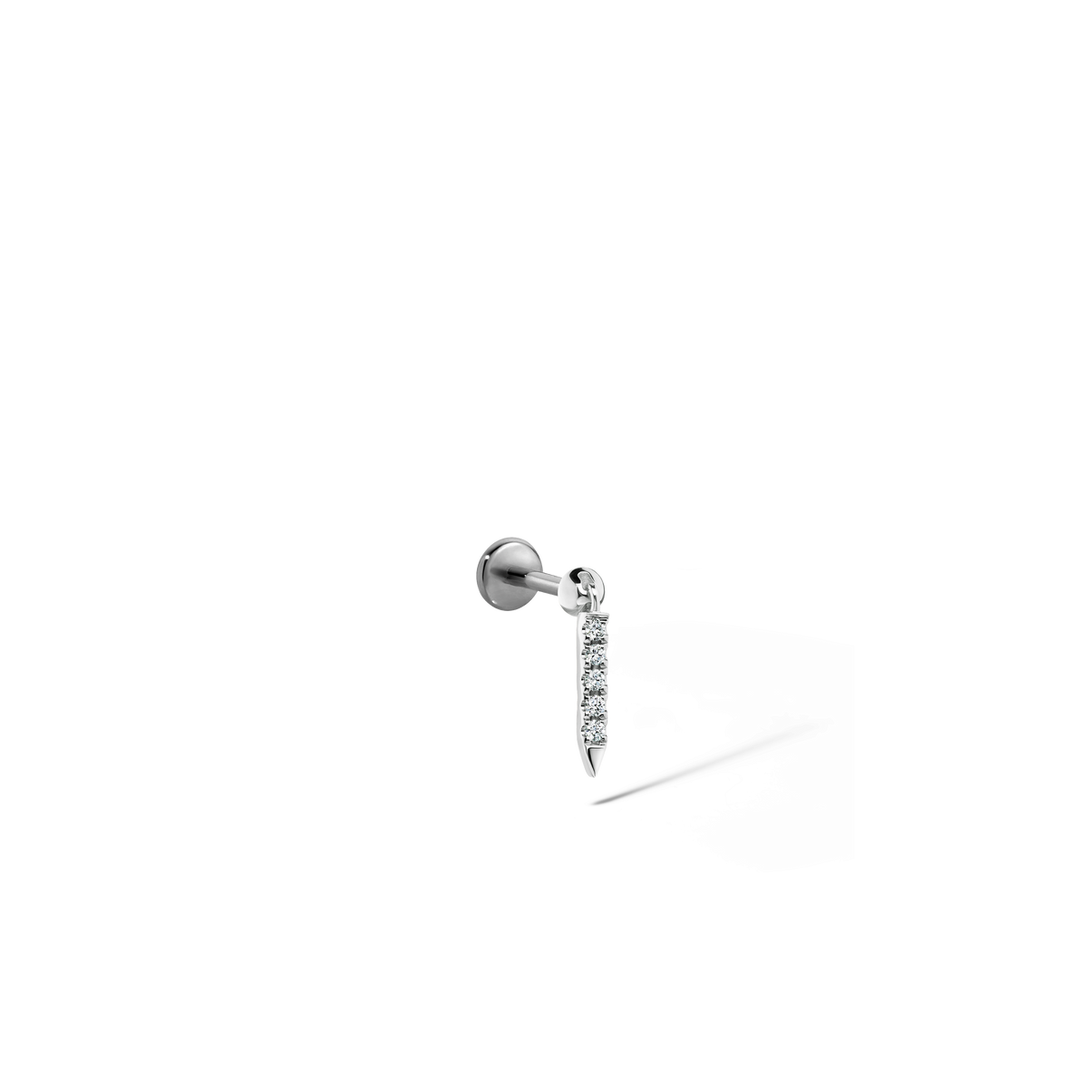 Diamond Eternity Bar Charm Threaded Stud Earring With Titanium Backing