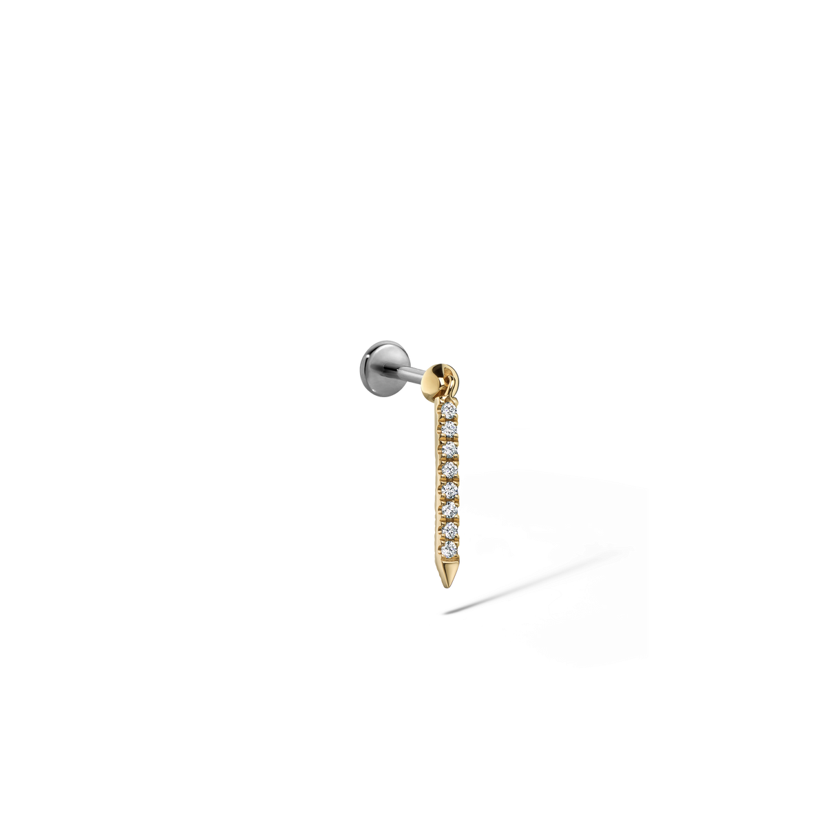 Diamond Eternity Bar Charm Threaded Stud Earring With Titanium Backing