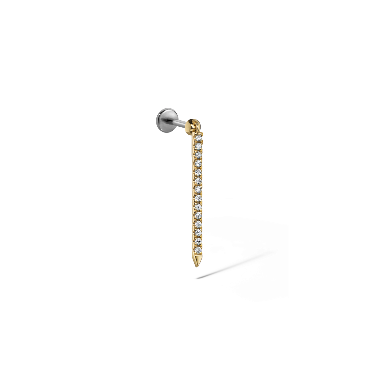 Diamond Eternity Bar Charm Threaded Stud Earring With Titanium Backing