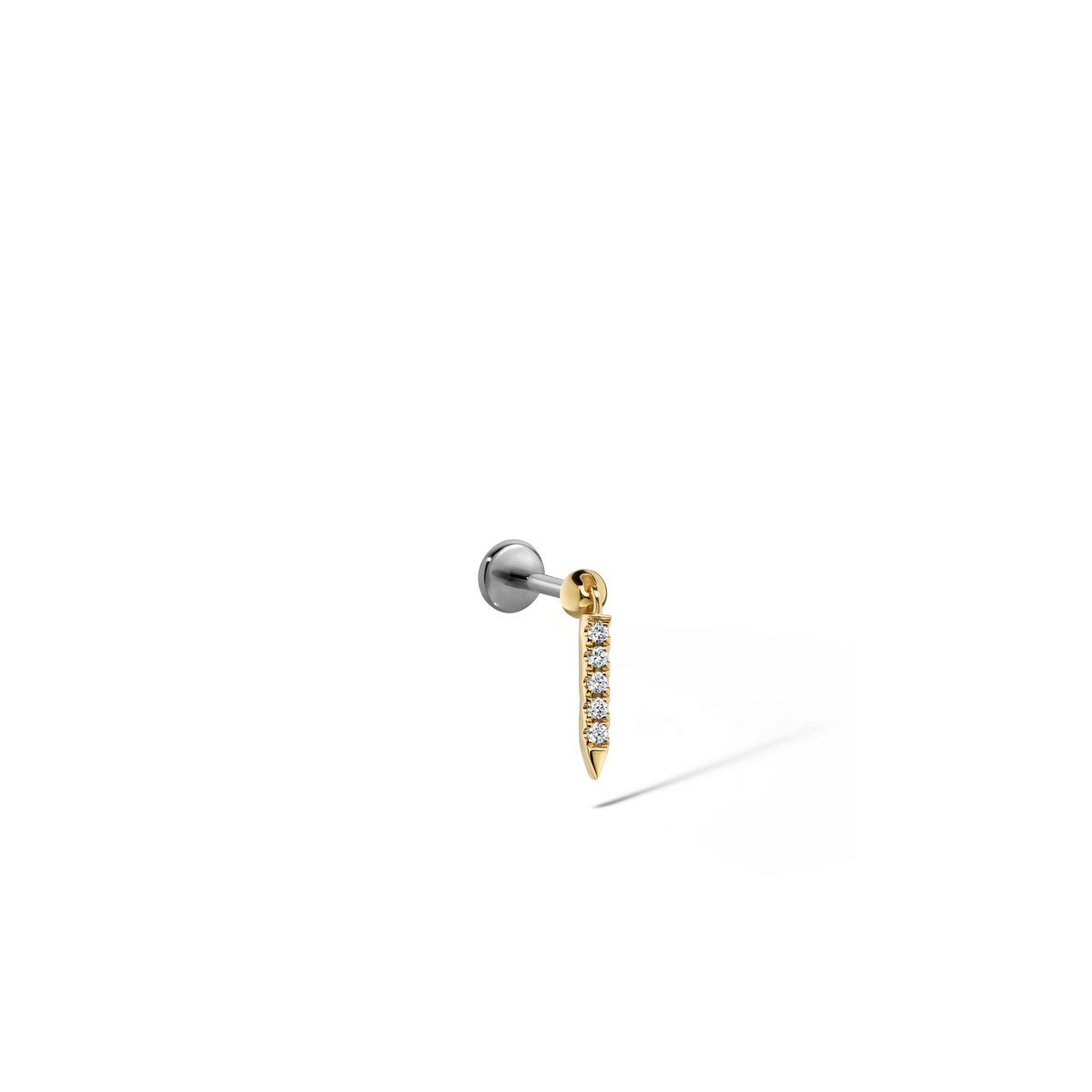Diamond Eternity Bar Charm Threaded Stud Earring With Titanium Backing
