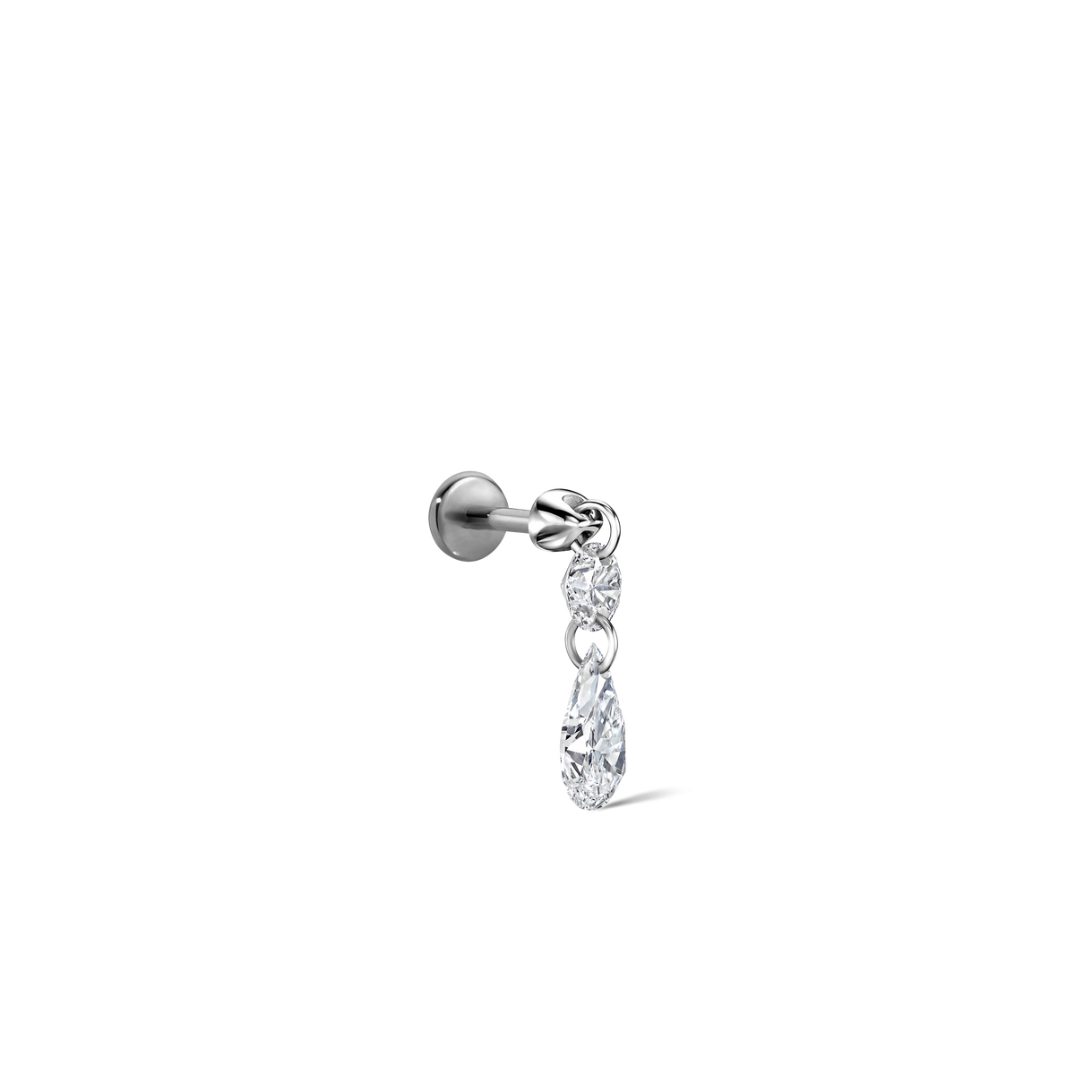 Floating Double Diamond Threaded Charm Earring With Titanium Backing