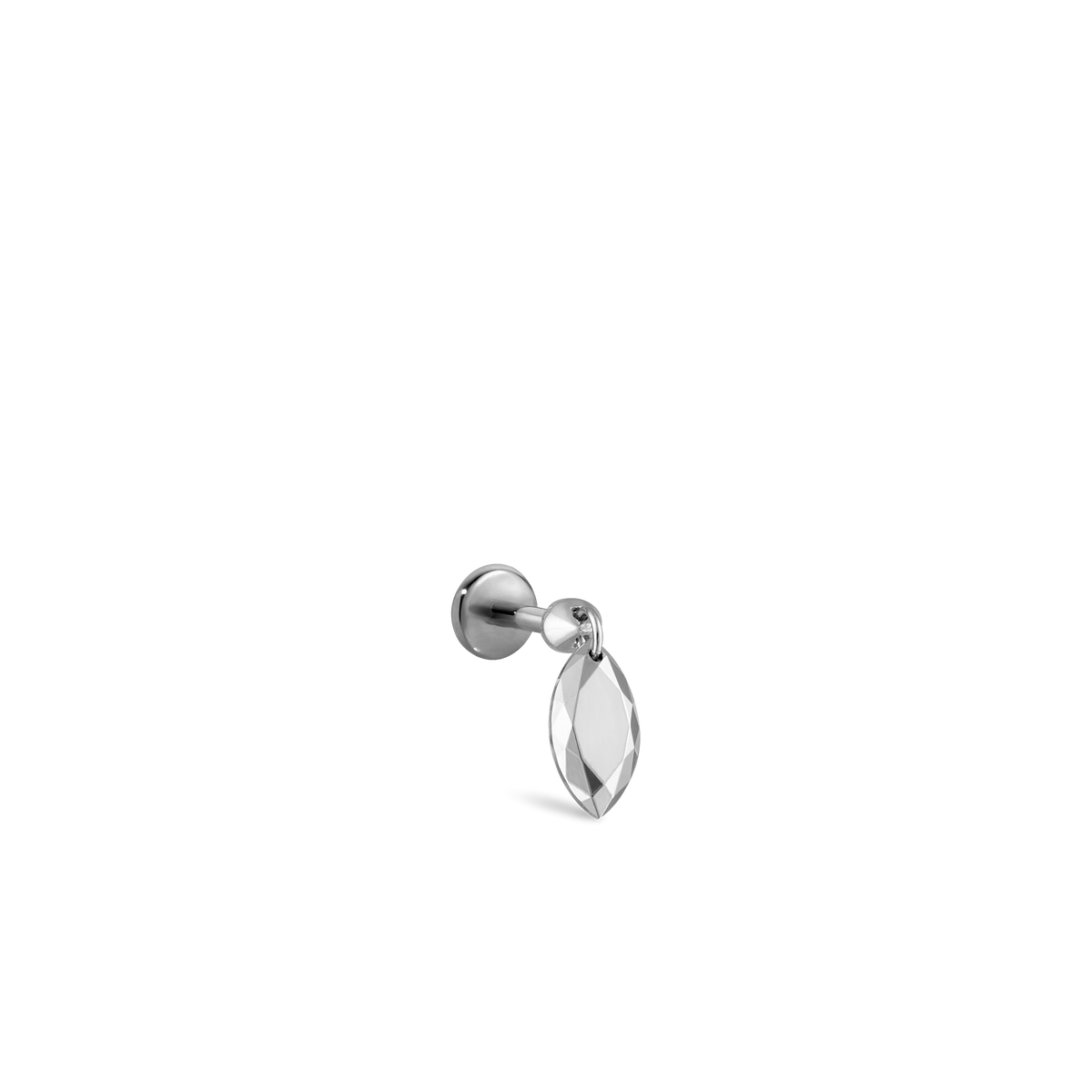 Faceted Gold Marquise Threaded Charm Earring With Titanium Backing