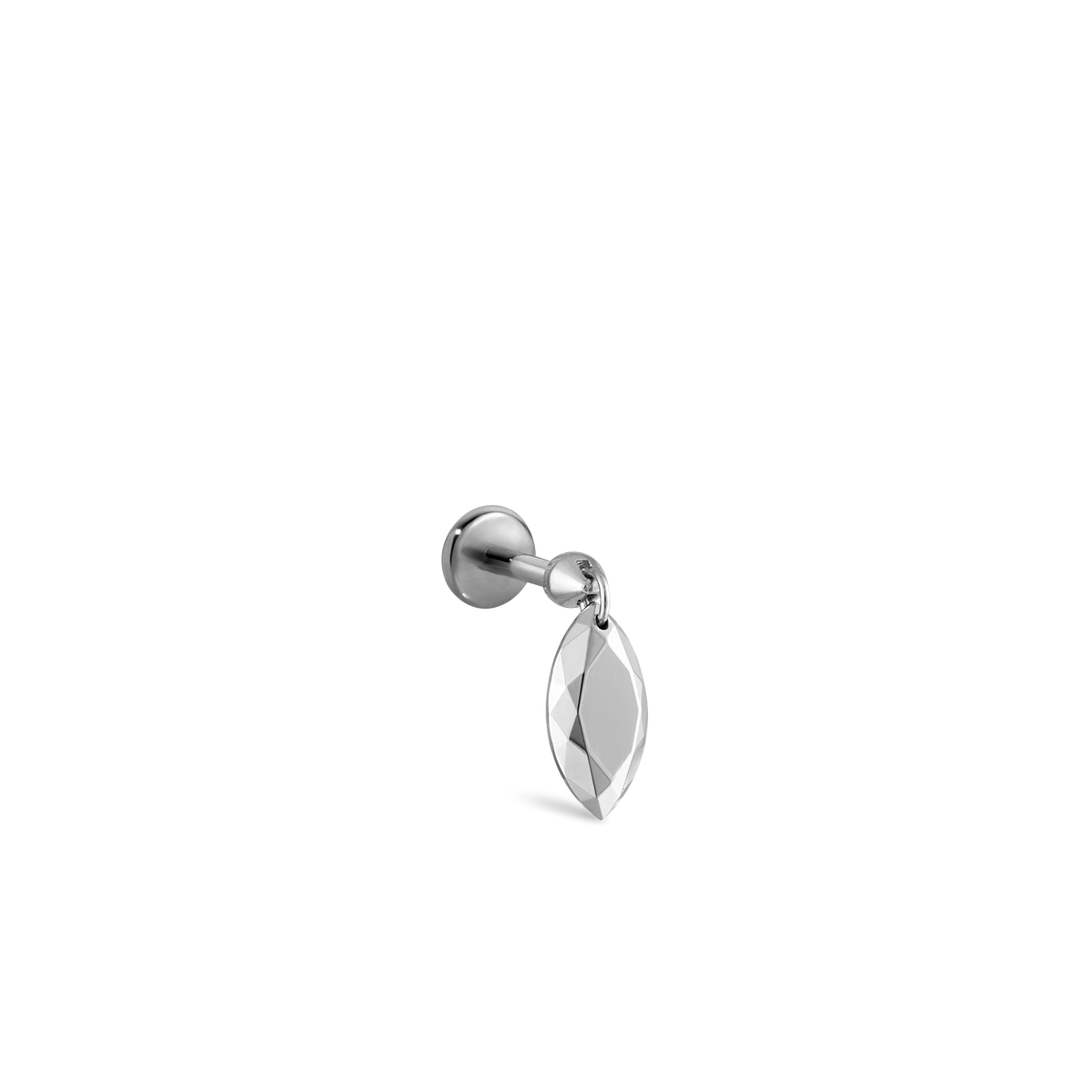 Faceted Gold Marquise Threaded Charm Earring With Titanium Backing