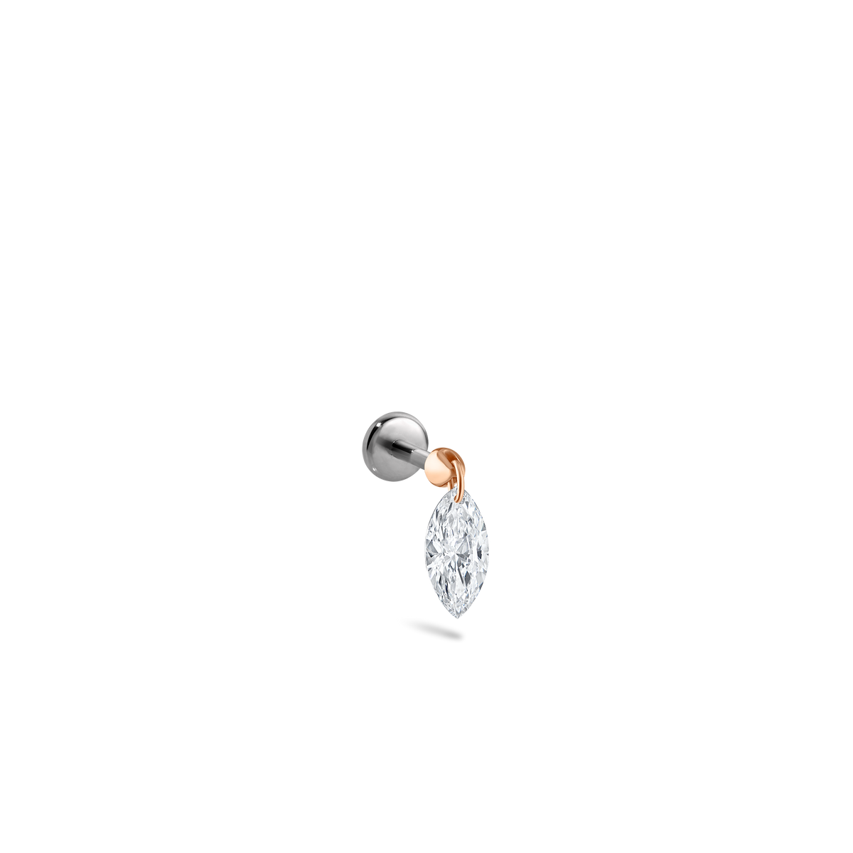 Floating Marquise Diamond Charm Threaded Stud Earring With Titanium Backing