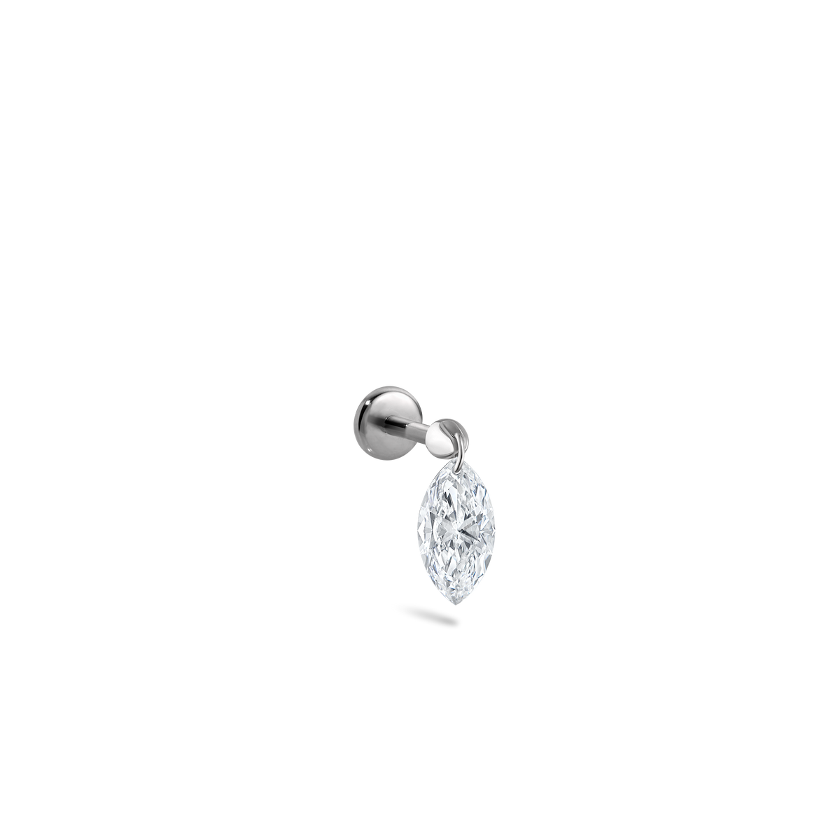 Floating Marquise Diamond Charm Threaded Stud Earring With Titanium Backing