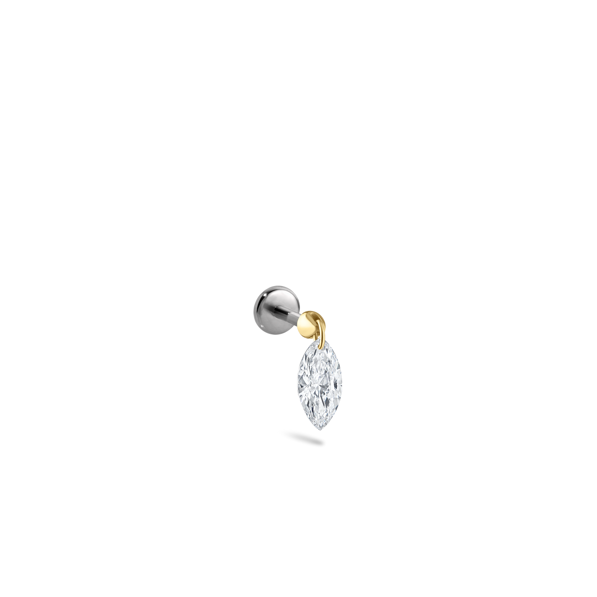 Floating Marquise Diamond Charm Threaded Stud Earring With Titanium Backing