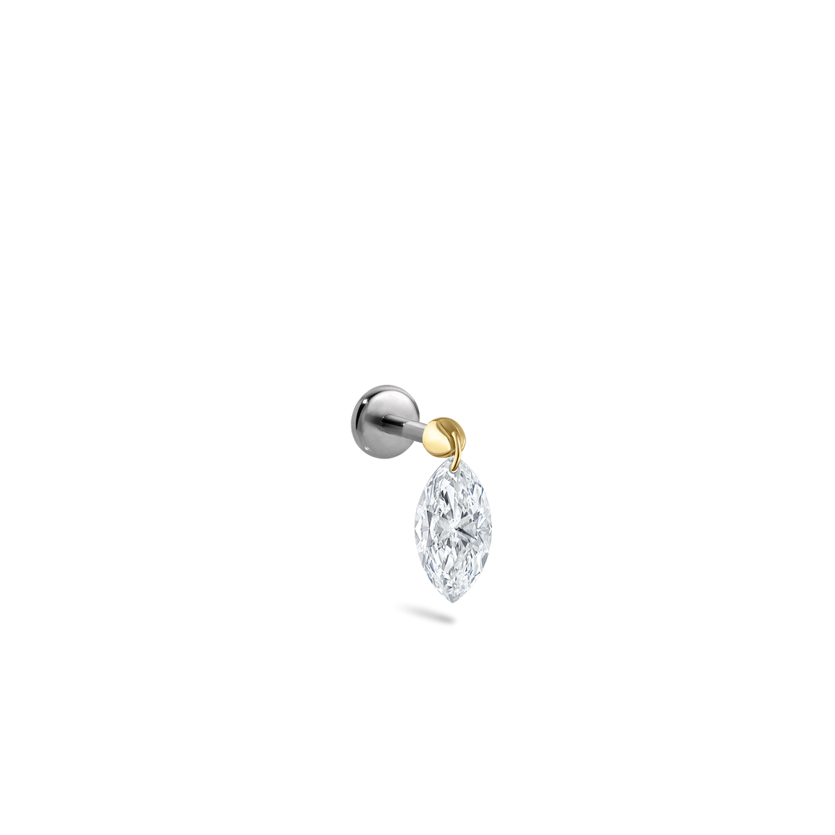 Floating Marquise Diamond Charm Threaded Stud Earring With Titanium Backing