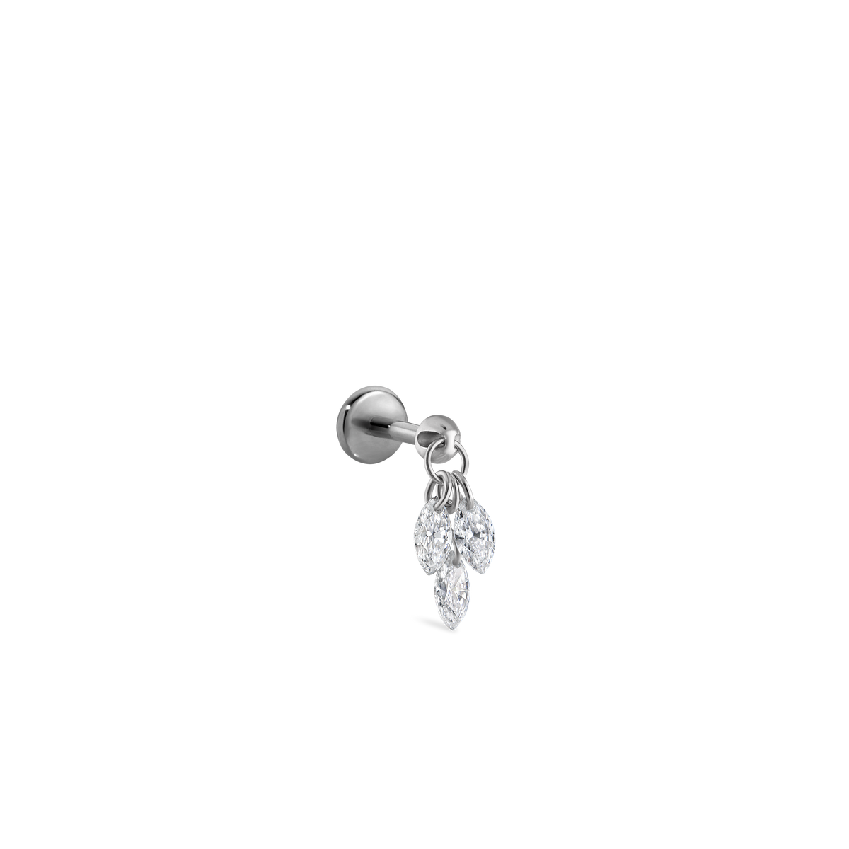 Floating Diamond Plume Threaded Charm Earring With Titanium Backing