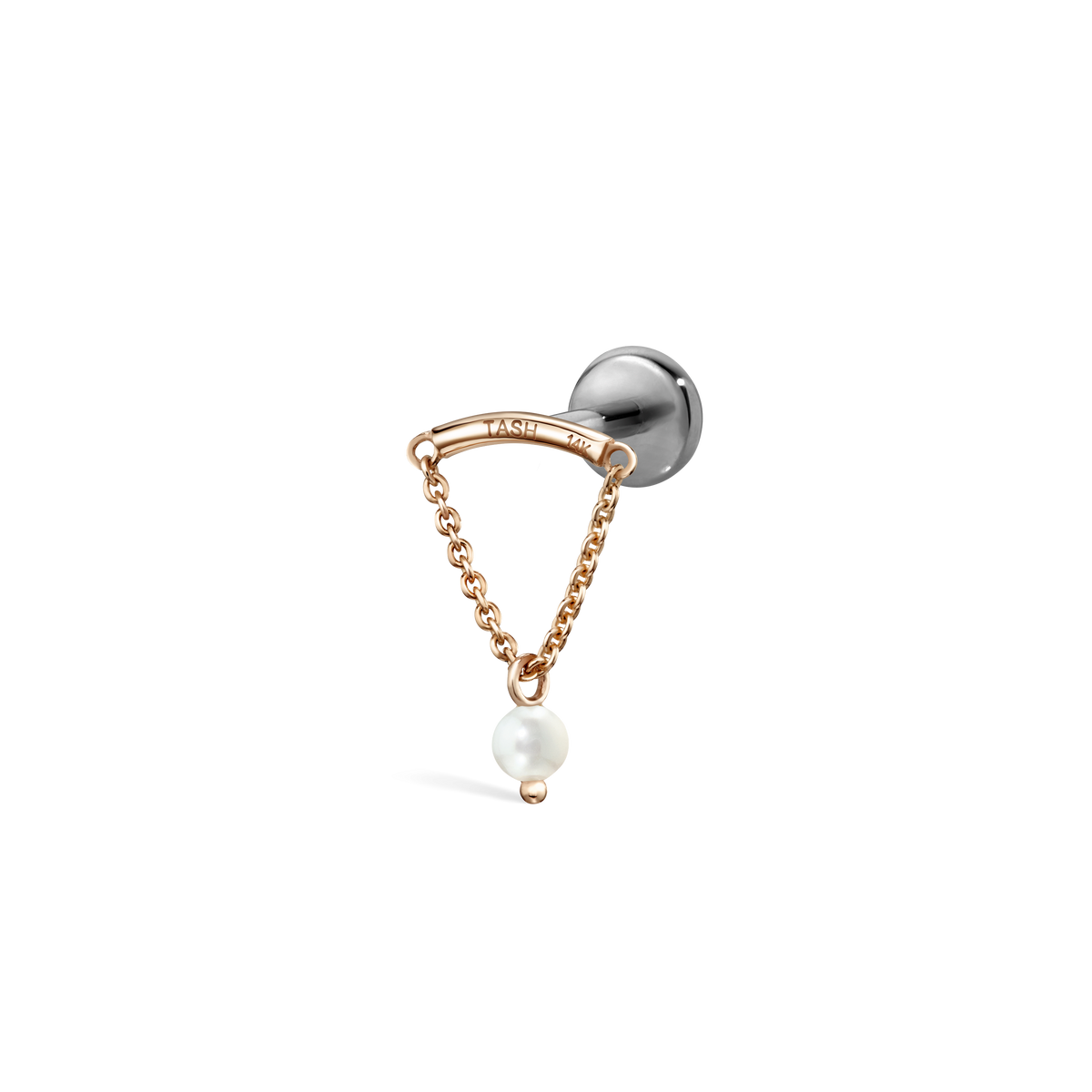 Pearl Drape Threaded Stud Earring With Titanium Backing