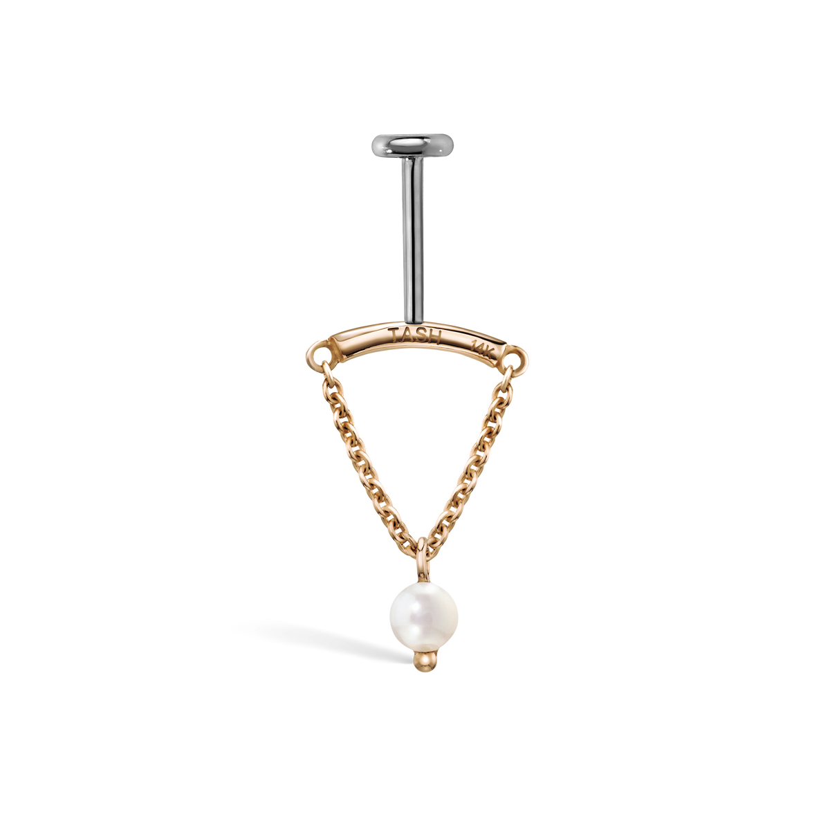 Pearl Drape Threaded Stud Earring With Titanium Backing