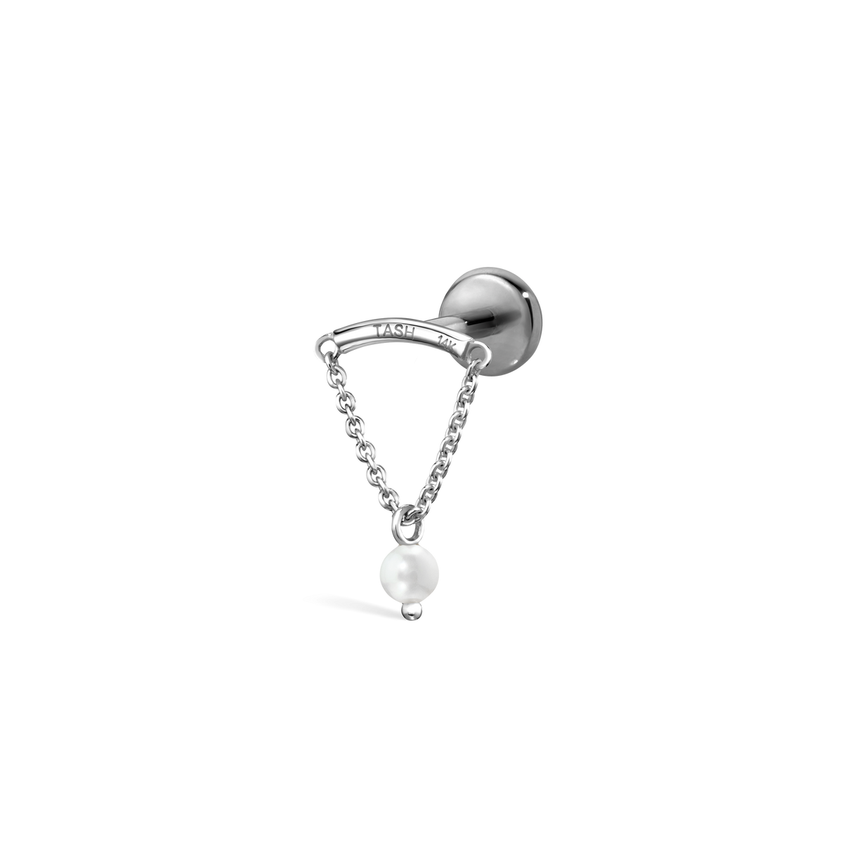 Pearl Drape Threaded Stud Earring With Titanium Backing