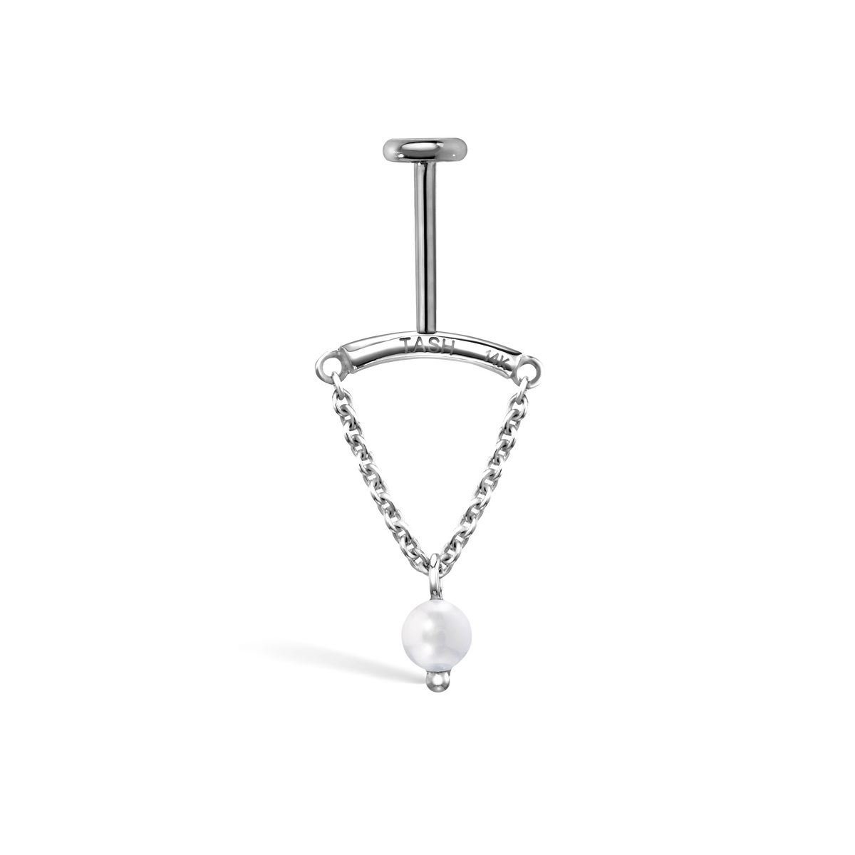 Pearl Drape Threaded Stud Earring With Titanium Backing