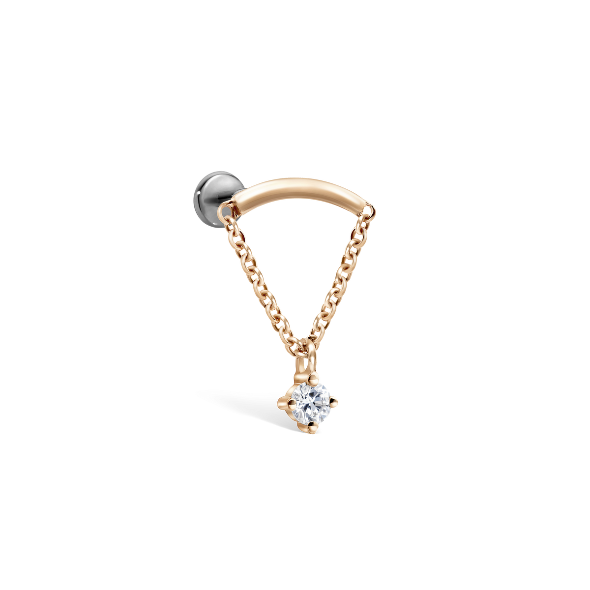 Prong Set Diamond Drape Threaded Stud Earring With Titanium Backing