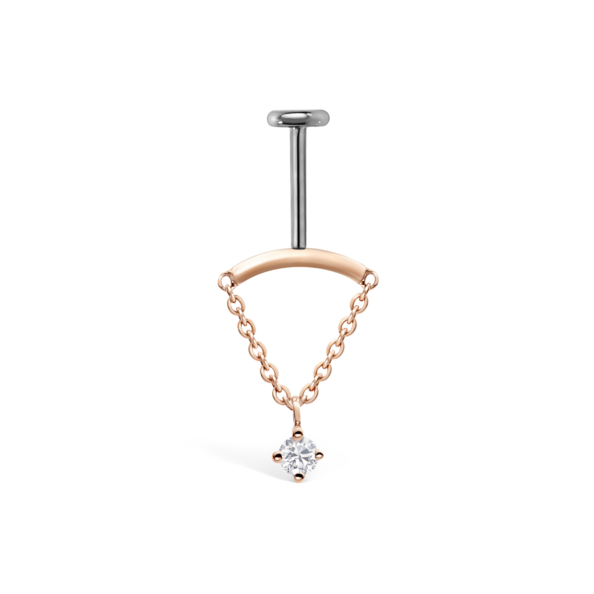 Prong Set Diamond Drape Threaded Stud Earring With Titanium Backing