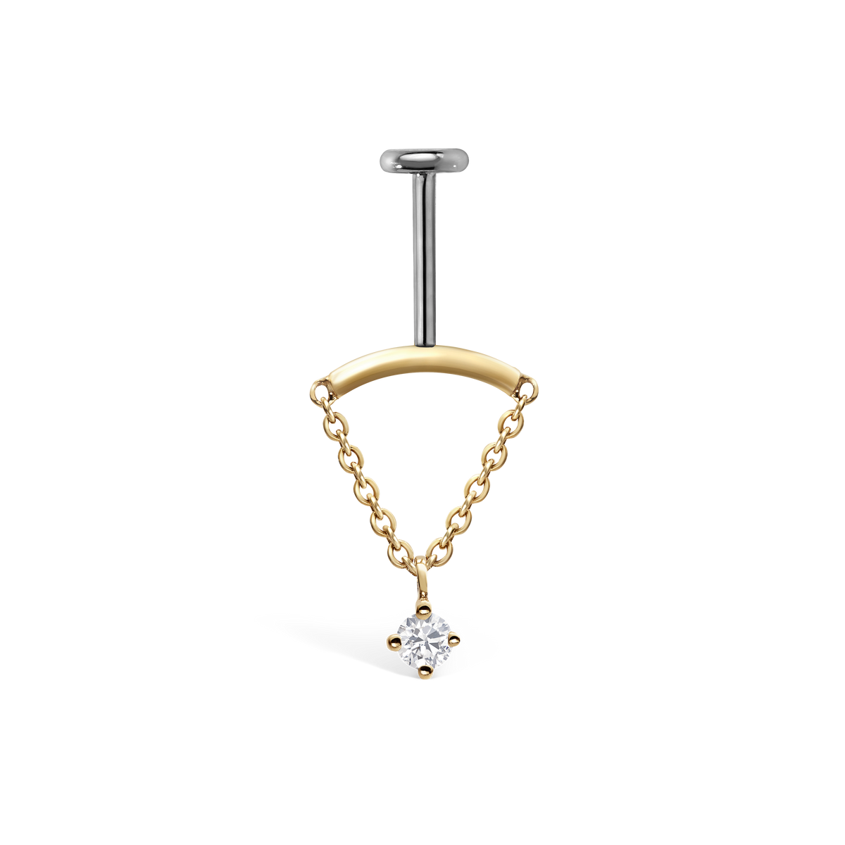 Prong Set Diamond Drape Threaded Stud Earring With Titanium Backing