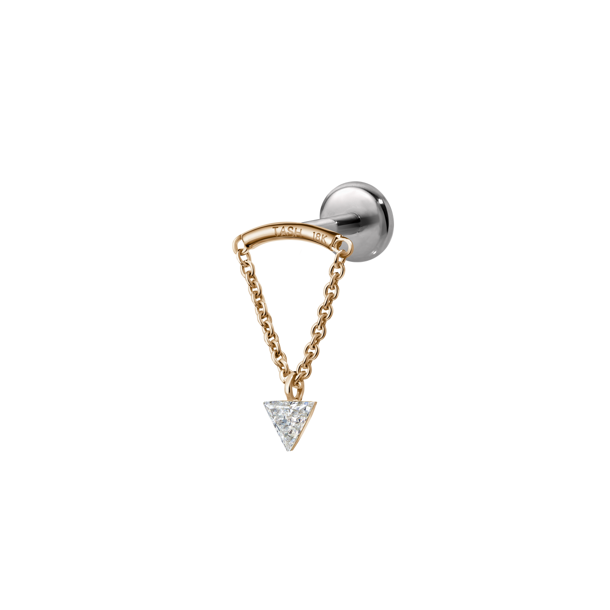Invisible Set Triangle Diamond Drape Threaded Stud Earring