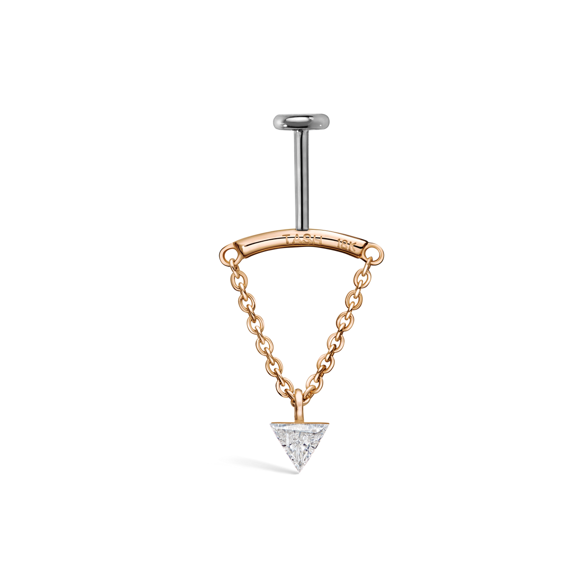 Invisible Set Triangle Diamond Drape Threaded Stud Earring
