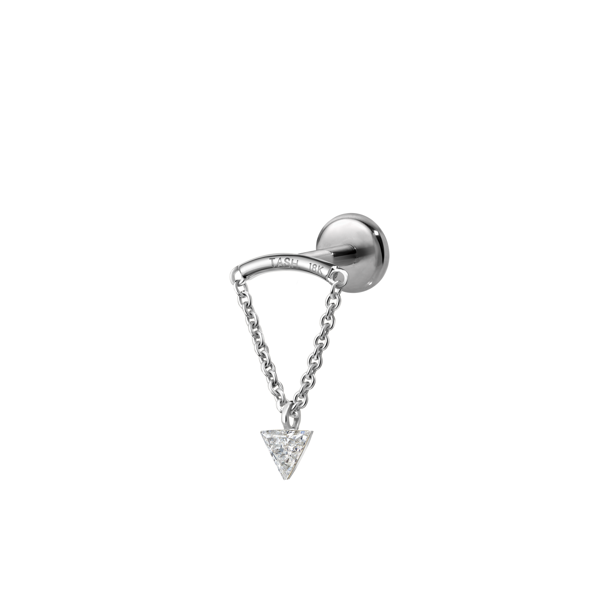 Invisible Set Triangle Diamond Drape Threaded Stud Earring