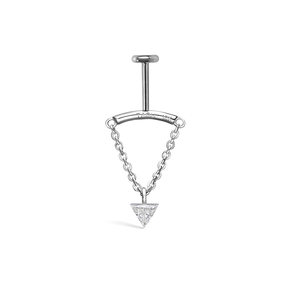 Invisible Set Triangle Diamond Drape Threaded Stud Earring