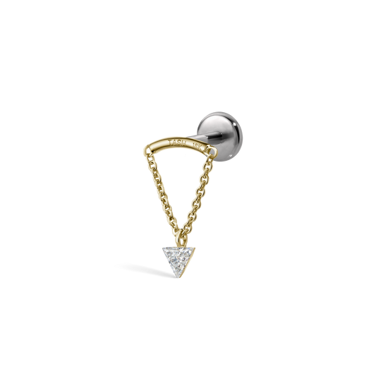 Invisible Set Triangle Diamond Drape Threaded Stud Earring