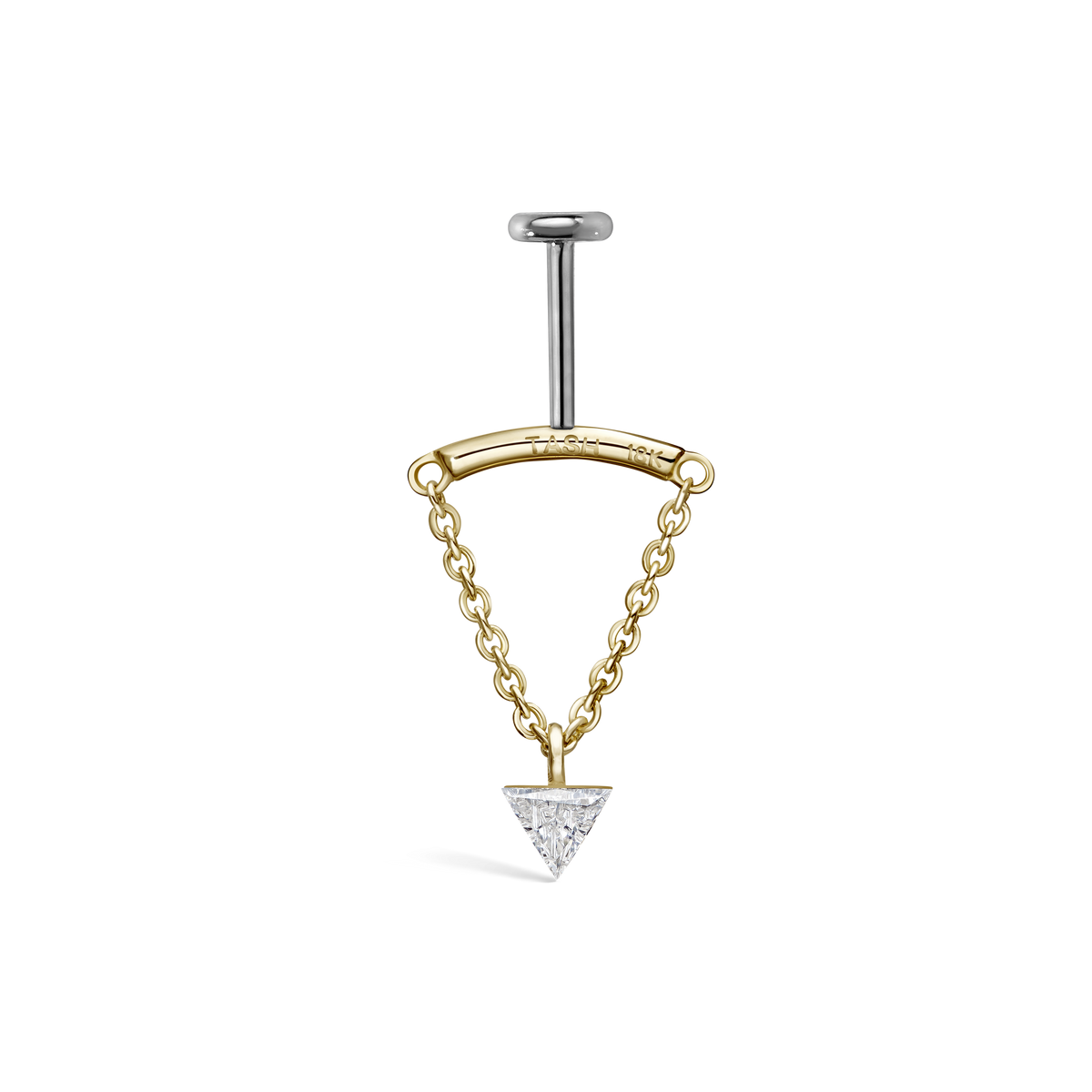 Invisible Set Triangle Diamond Drape Threaded Stud Earring