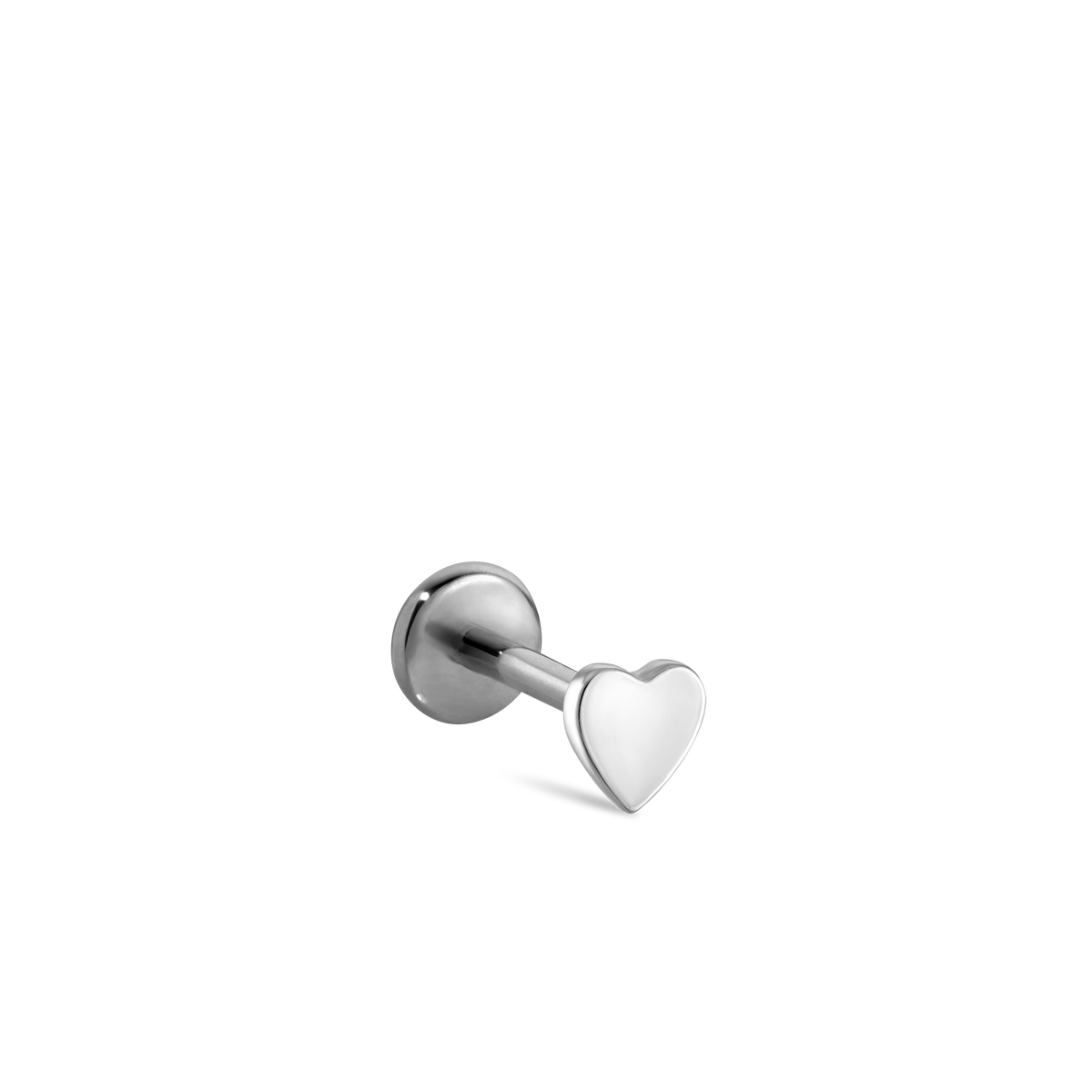 Heart Threaded Stud Earring With Titanium Backing