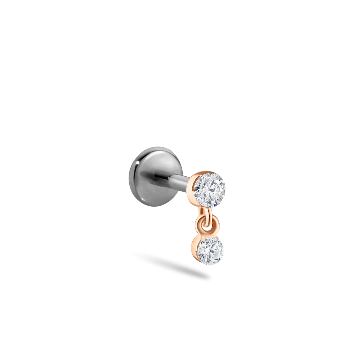 Invisible Set Diamond Dangle Threaded Stud Earring With Titanium Backing
