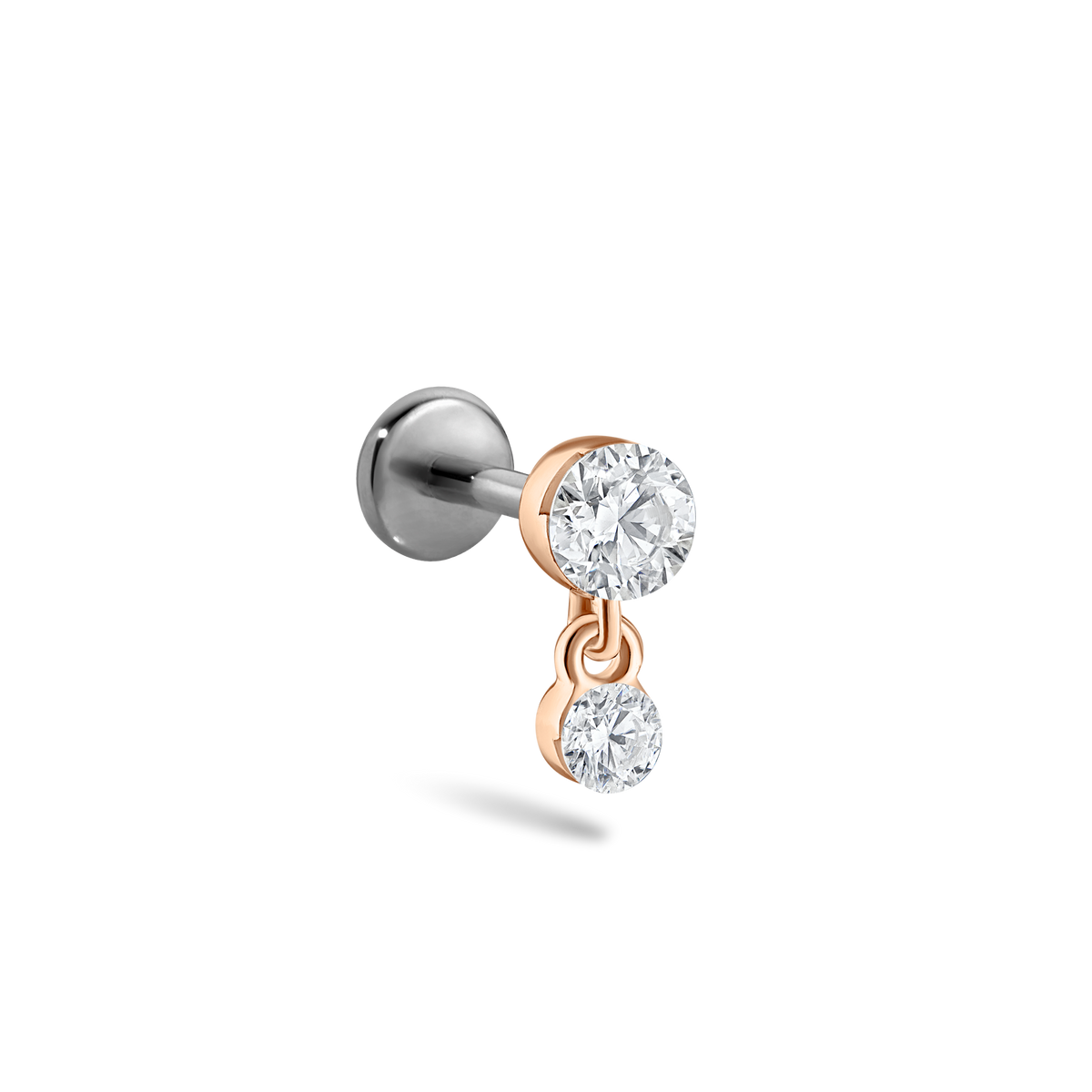 Invisible Set Diamond Dangle Threaded Stud Earring With Titanium Backing