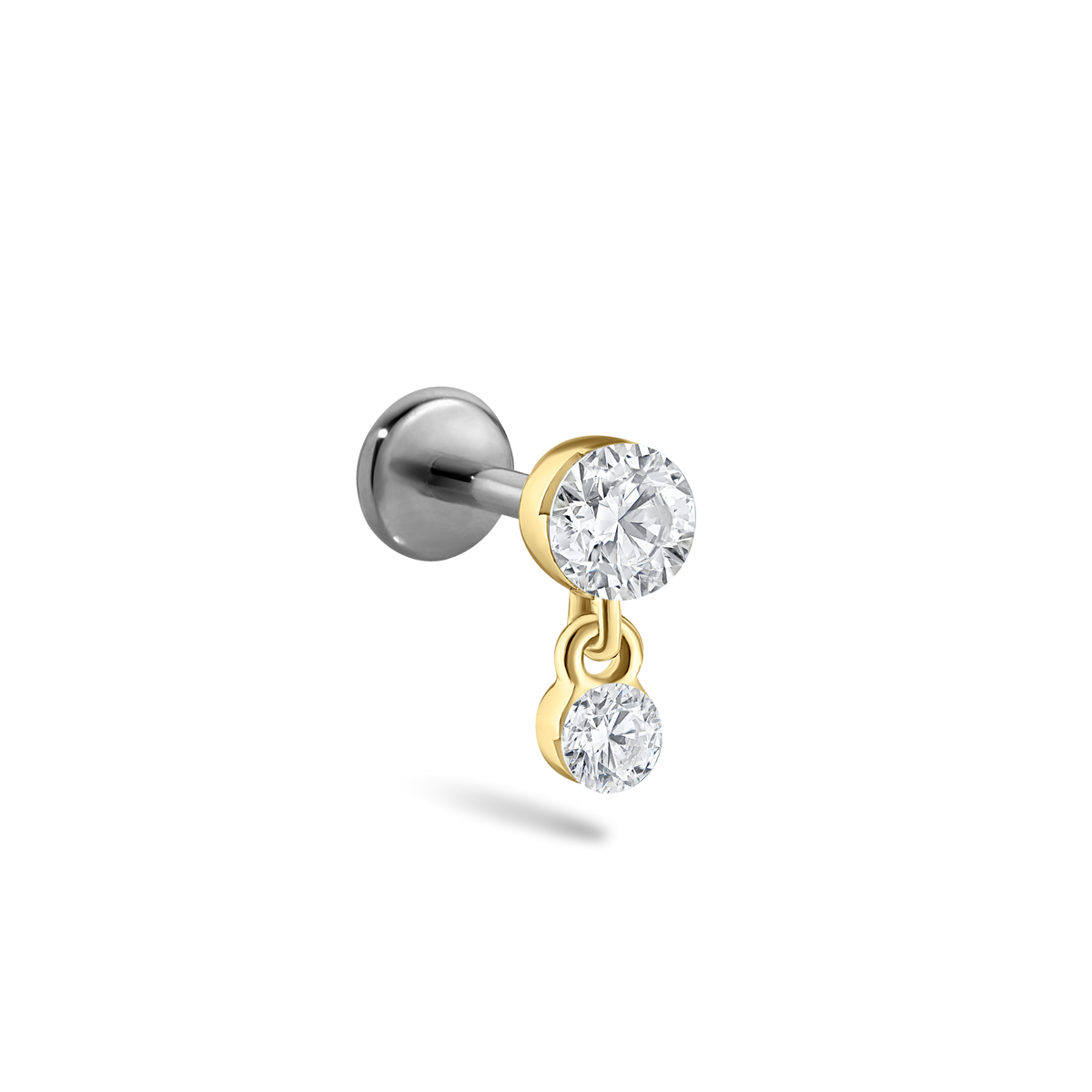 Invisible Set Diamond Dangle Threaded Stud Earring With Titanium Backing