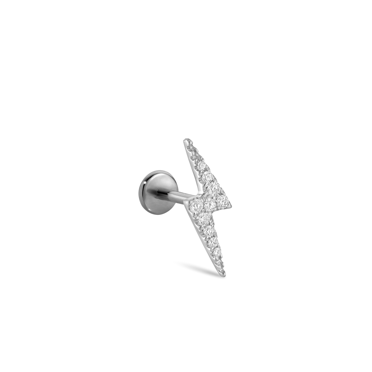 Diamond Lightning Bolt Threaded Stud Earring With Titanium Backing