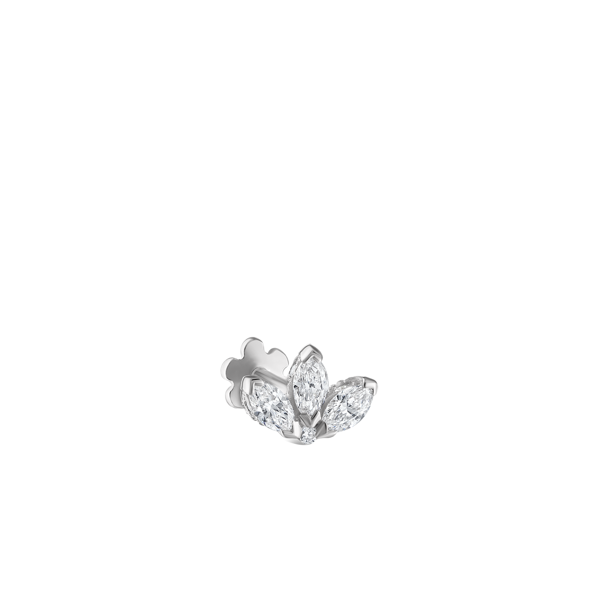 Diamond Engraved Lotus Threaded Stud Earring With Titanium Backing