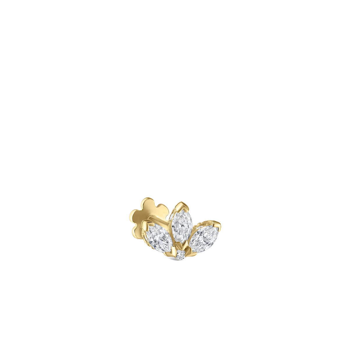 Diamond Engraved Lotus Threaded Stud Earring With Titanium Backing
