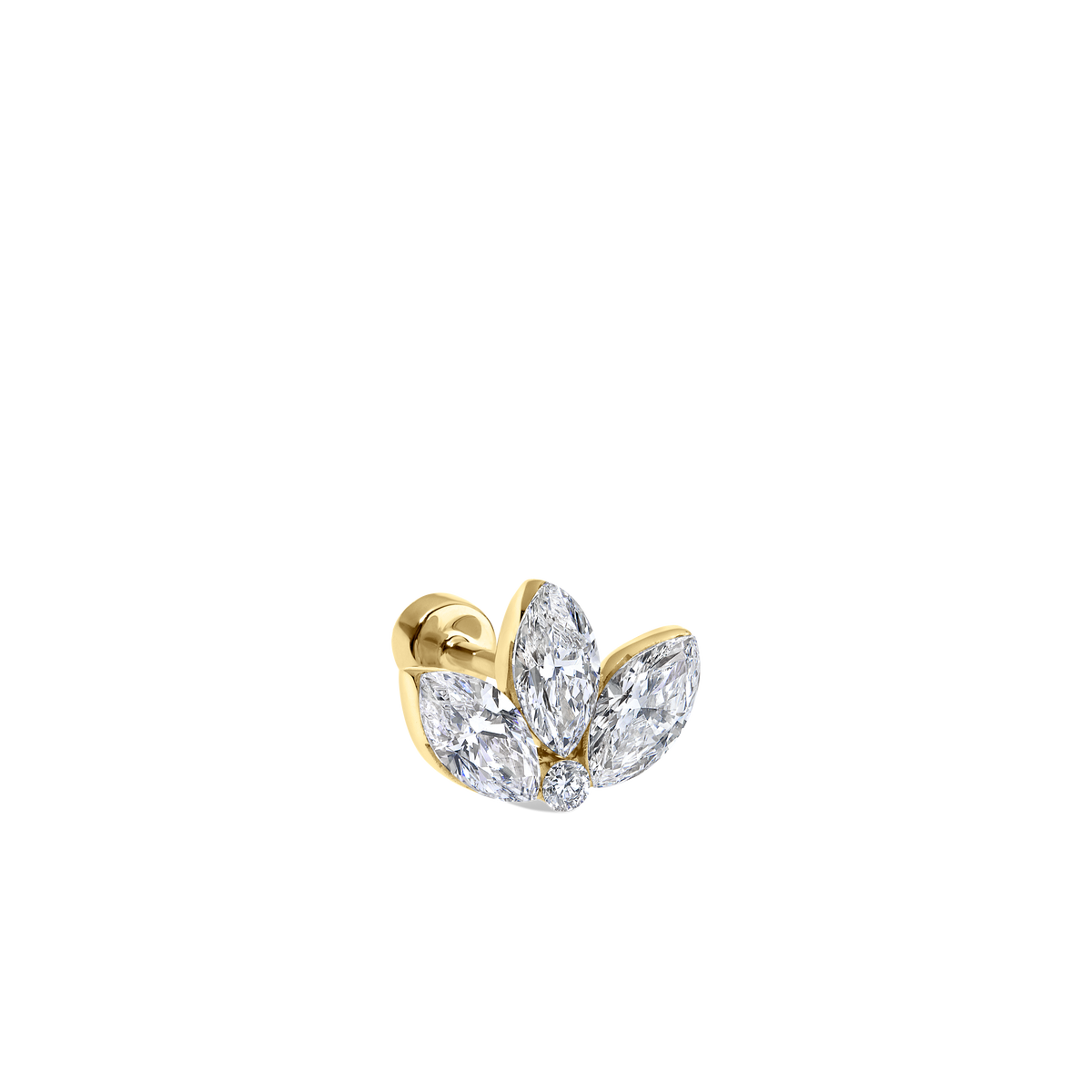 Invisible Diamond Lotus Threaded Stud Earring With Titanium Backing