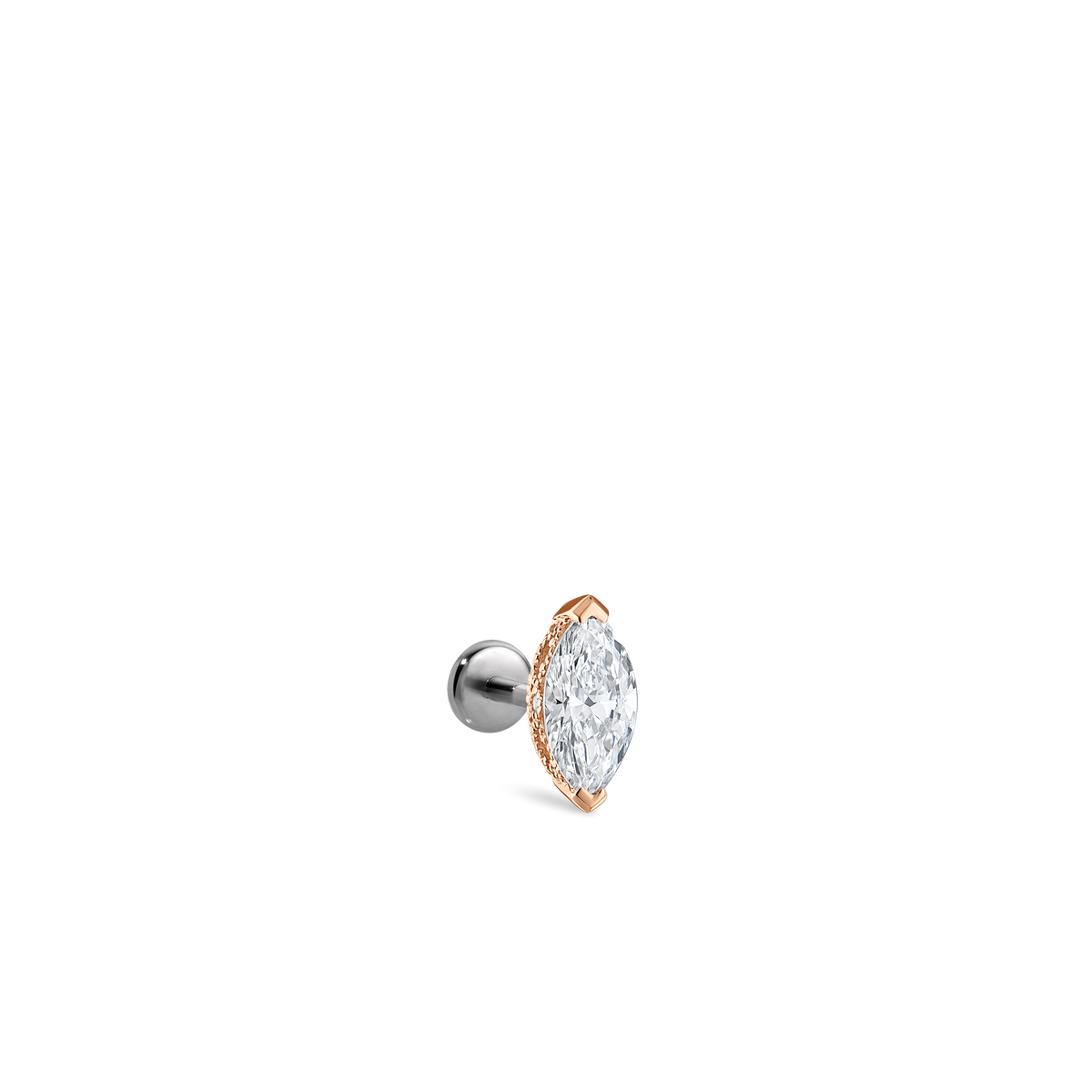 Marquise Diamond Threaded Stud Earring With Titanium Backing