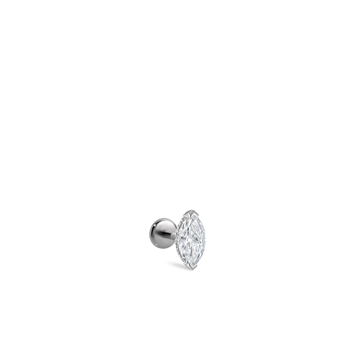 Marquise Diamond Threaded Stud Earring With Titanium Backing