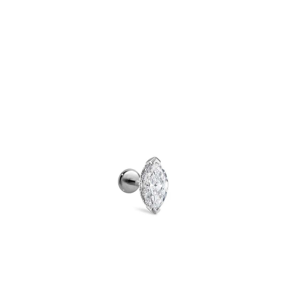 Marquise Diamond Threaded Stud Earring With Titanium Backing