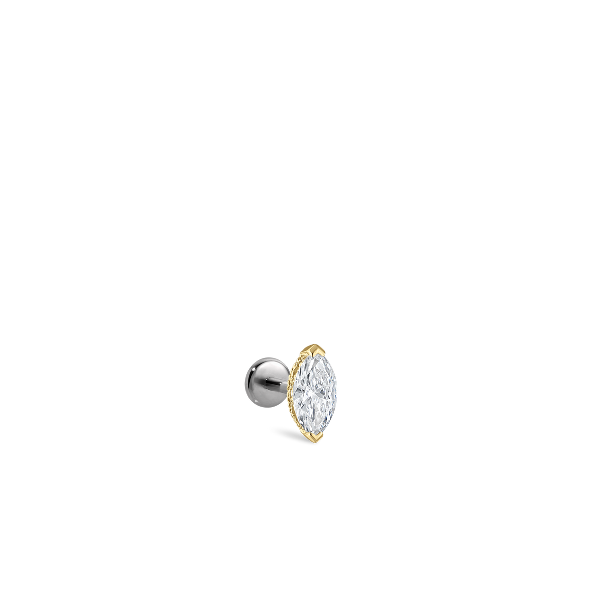 Marquise Diamond Threaded Stud Earring With Titanium Backing