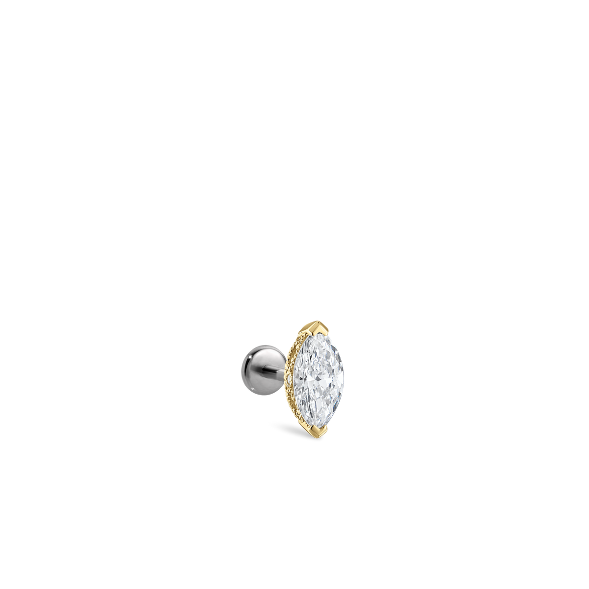 Marquise Diamond Threaded Stud Earring With Titanium Backing