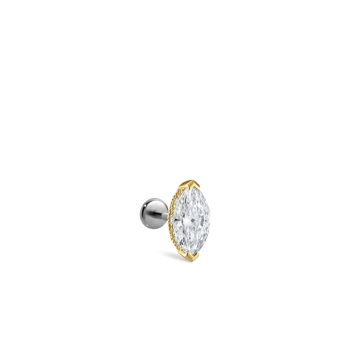 Marquise Diamond Threaded Stud Earring With Titanium Backing