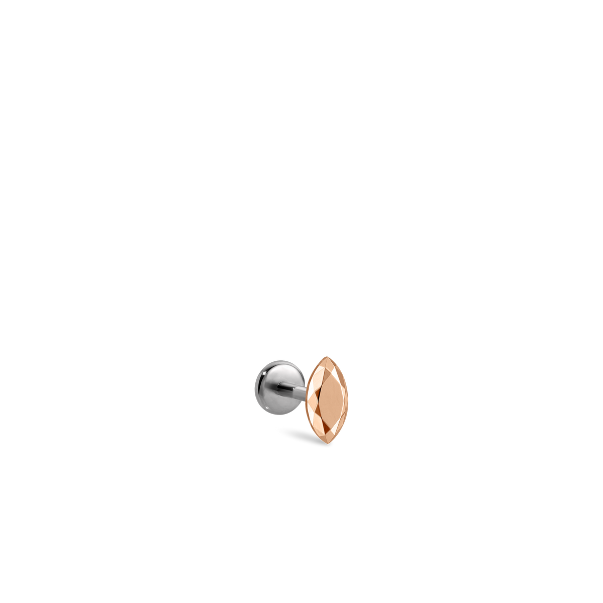 Faceted Gold Marquise Threaded Stud Earring With Titanium Backing