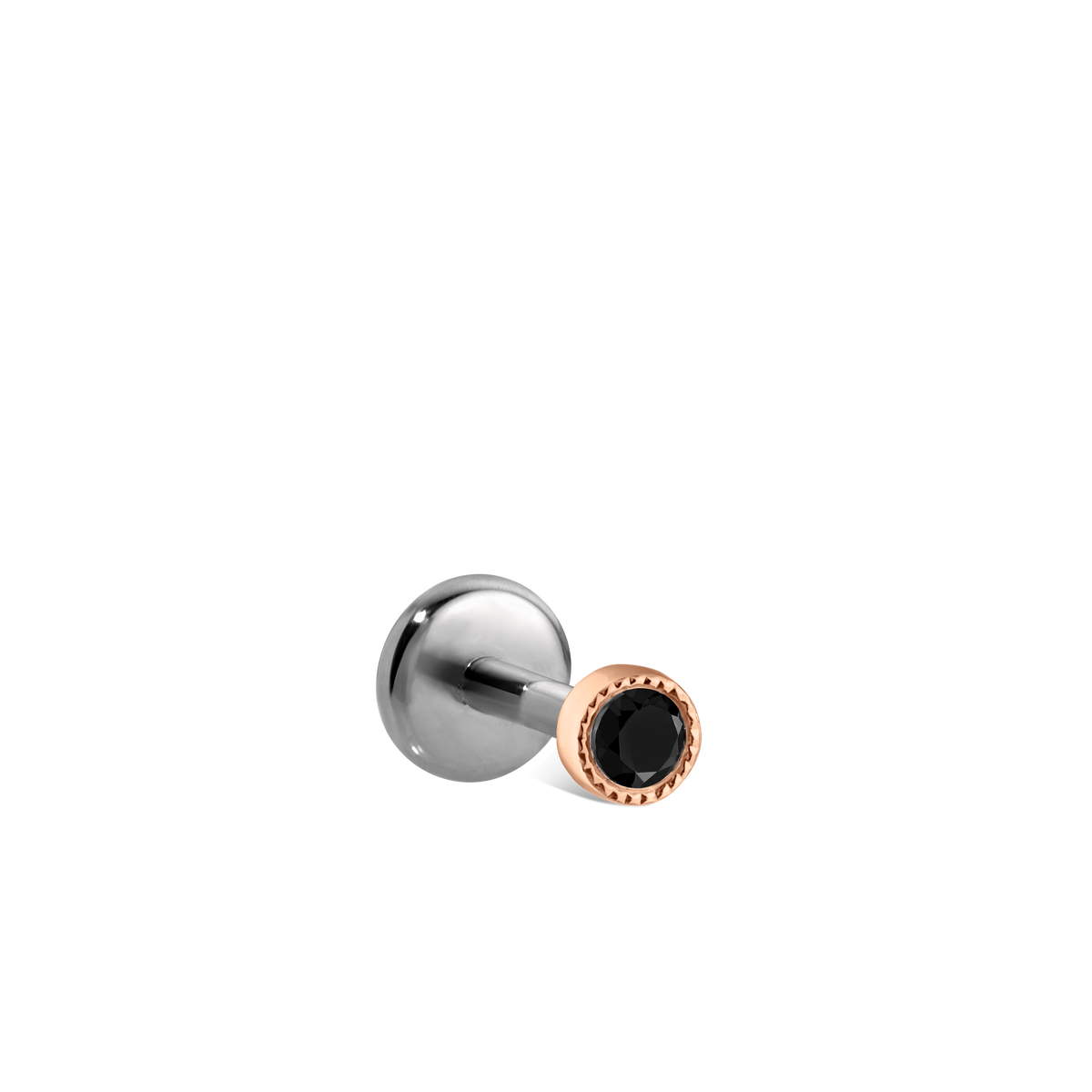 Scalloped Set Black Diamond Threaded Stud Earring With Titanium Backing