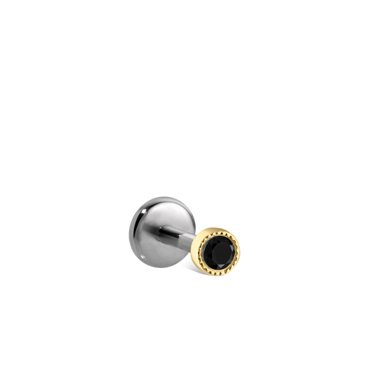Scalloped Set Black Diamond Threaded Stud Earring With Titanium Backing