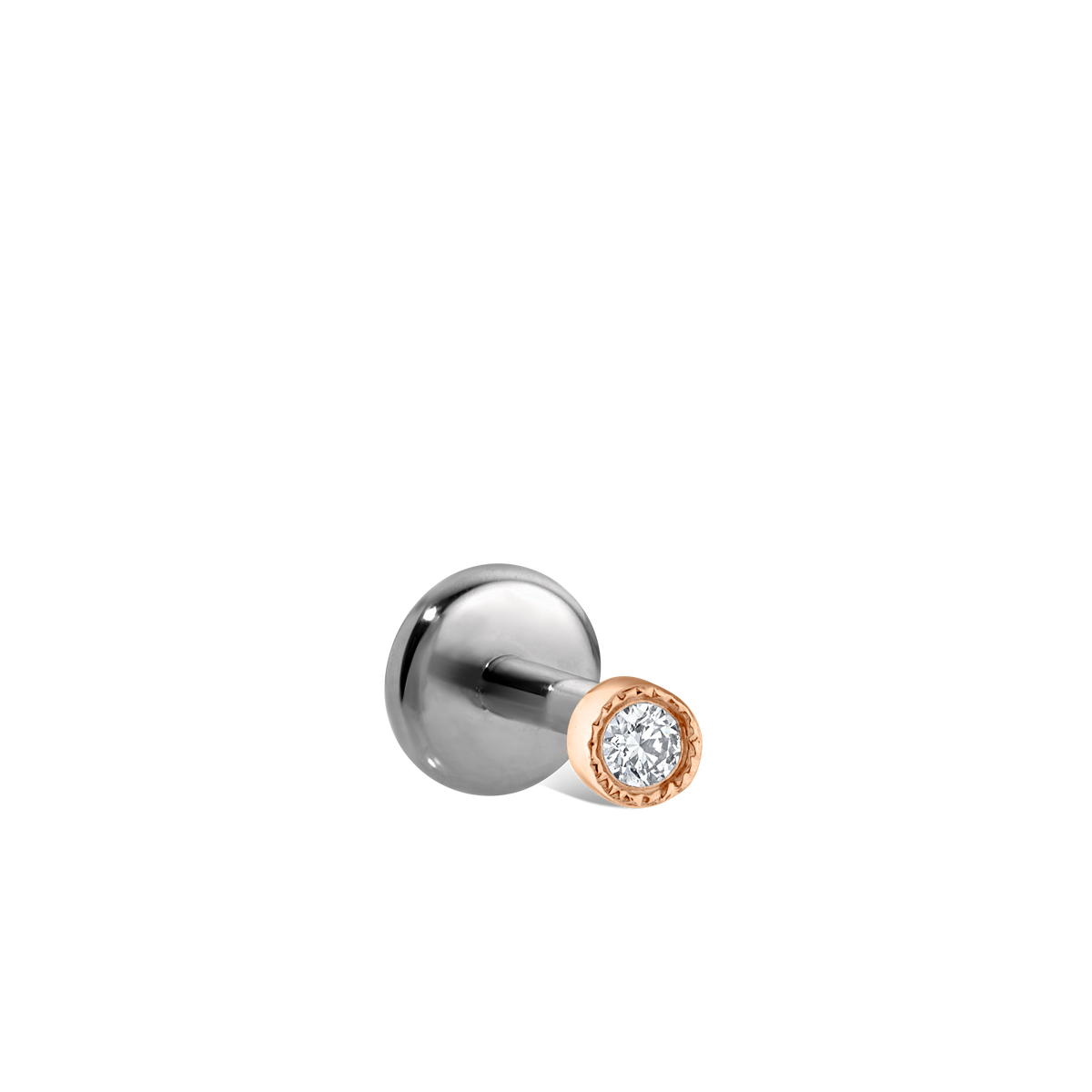 Scalloped Set Diamond Threaded Stud Earring With Titanium Backing