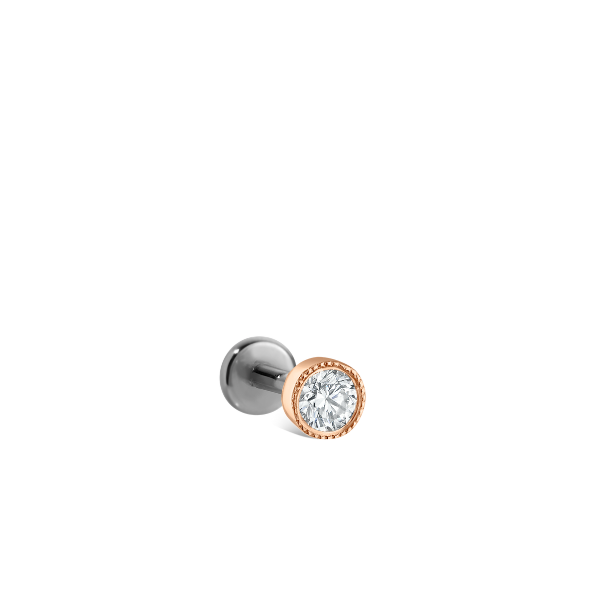 Scalloped Set Diamond Threaded Stud Earring With Titanium Backing