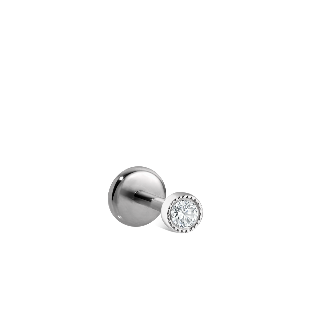 Scalloped Set Diamond Threaded Stud Earring With Titanium Backing