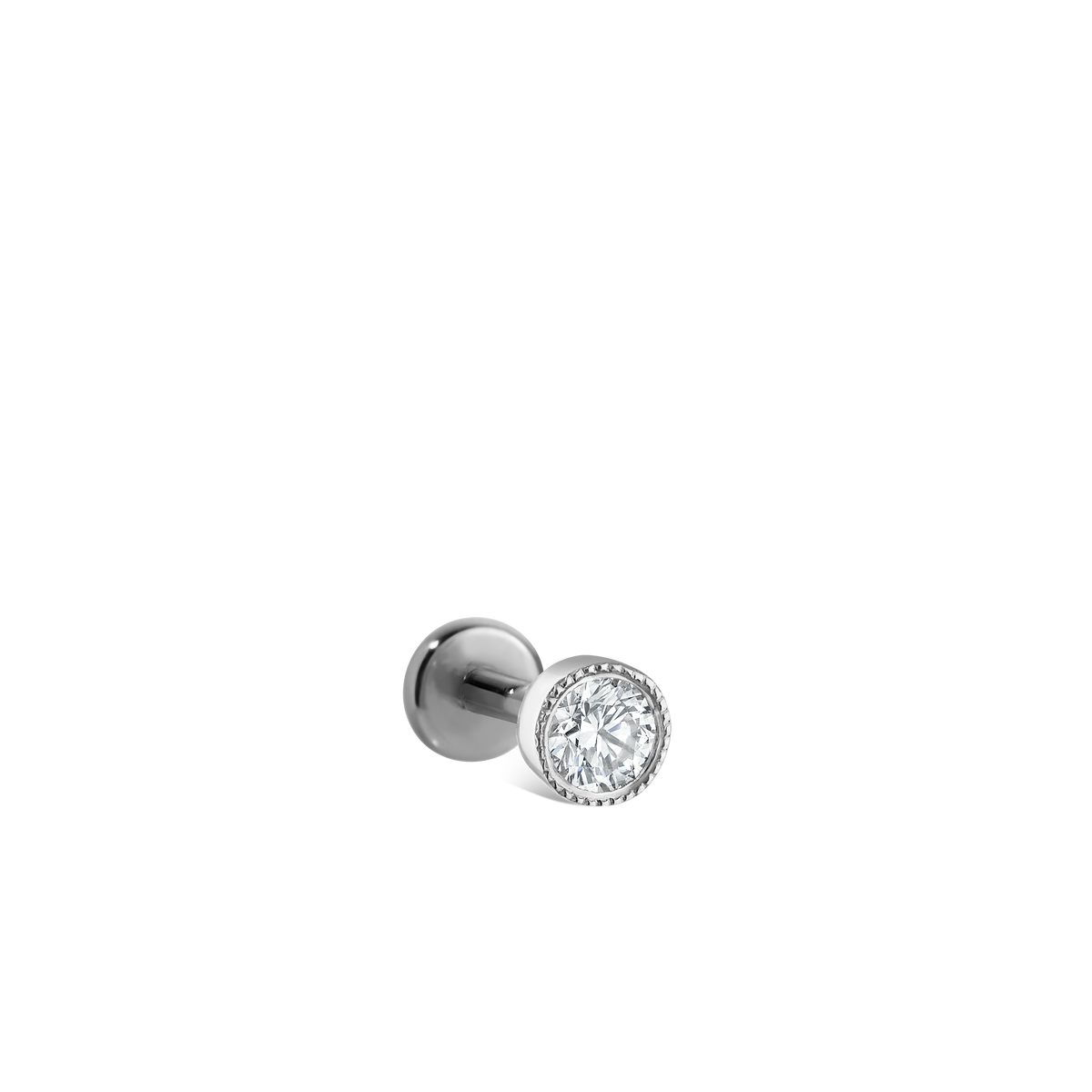 Scalloped Set Diamond Threaded Stud Earring With Titanium Backing