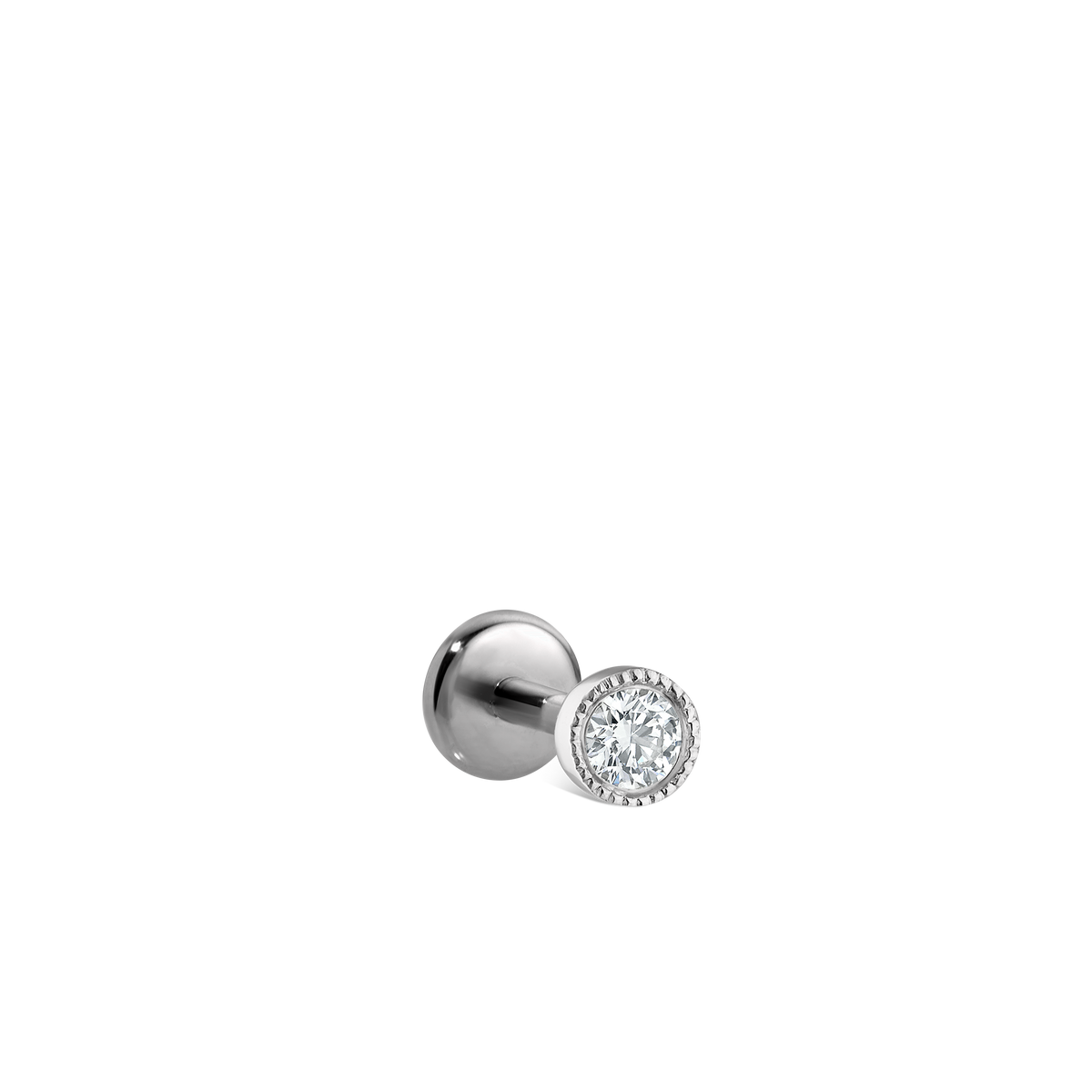 Scalloped Set Diamond Threaded Stud Earring With Titanium Backing