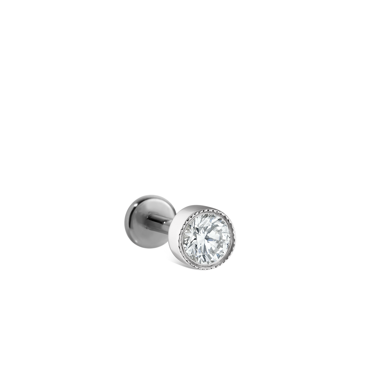 Scalloped Set Diamond Threaded Stud Earring With Titanium Backing